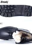 Toe Men Military Boots Leather Safety Shoes for Men Spring Fashion Lace Up Black Ankle Platform Motorcycle