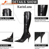 Knee High Boots 2023 Winter Boots Brand New Super High Thin Heels With Rivet Retro Fashion Cool For Women Summer