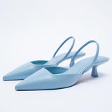 Pointed Toe Sequin Buckle Slippers For Women Shallow Mouth Back Strappy Low Heel Sandals Women Summer 2021 Flat