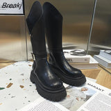 New Winter Punk Style Women Long Boots Fashion Thick Sole Zippers Knee High Boot Ladies British Style Knight
