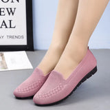 Women's Loafers Casual Flat Shoes Slip-On Low Heels Durable Retro Loafers Round Head Femme Footwear Mesh Soft Ladies
