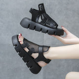Toe Platform Heel Women Sandals Summer Shoes New Black Wedge Heel Sandals Women Summer Breathable High Quality