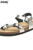 Fashion Outside Cork Sandals 2023 New Women Casual Summer Beach Gladiator Non-slip Buckle Strap