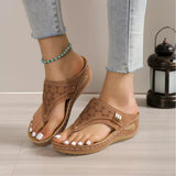 Summer New Herringbone Trailer Stitching, Sloping Heels, Thick Soles, Foot Clips, Hollowed-Out New