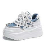 Breakj Sole Small White Shoes Female 2024 Autumn New Fashion Rivets Small Show Thin Loose Cake Shoes Lace Casual Sports