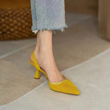 Retro 5cm High-heeled Women's Shoes Sandals Pointed Toe Lattice Side-space High-heeled Shoes New Fashion Single