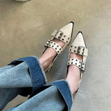 New Summer Shoes Mid Heels Women Chunky Sandals Fashion Pointed Toe Party Shoes Brand Casual Shoes Mujer Slippers