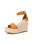 Summer New Luxury Women's Sandals Fashion and Comfortable Leather Straw Thick Bottom Super High Heel Wedge Heel