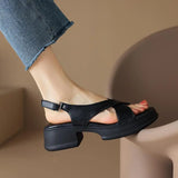 Breakj 2024 New Black Giant Soft Giant Comfortable Muffin Thick Base Simple Fashion Increase Roman Sandals