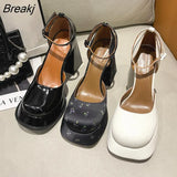High Heels 2023 Latest Platform Shoes Women's Thick Heels Mary Jean Shoes Women's Square Head High Heels Women's