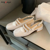 Women's Sandals Square Toe Mary Jane Shoes Sandals Women Casual Shoes Sandals Women 2023 Summer red beige black High Heel