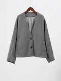 V-neck Single Breasted Long Sleeved Jacket Women's Fashion Casual Autumn Winter Warm Coat 2023 Female Chic Street