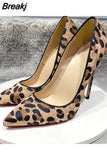 leopard pointed toe woman shoes 12cm stiletto high heel big size cozy shallow dating classic pumps BM031