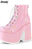 Design Cool Block Great Quality Gothic Style Woman Boots Fashion Chunky Platform Cosy Woman Shoes Ankle Boots Big Size