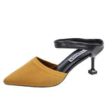 Slippers Women Knitted Elastic Mesh High Heels Mixed Colors Party Shoes Thin Heel Shallow Slides Summer Shoes Large