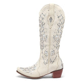Women Cowboy Knee High Boots Glitter Sequined Design Autumn Embroidery Slip On Cowgirls Western Shoes Big Size