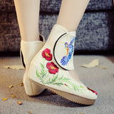Breakj Boots / Summer Boots Embroidered High Heels Embroidered Cloth Shoes Embroidered Boots Ankle Boots High Heels Women's Singles