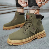 Top Boots Men Leather Shoes Fashion Motorcycle Ankle Military Boots For Men Winter Boots Man Shoes Lace-Up Botas