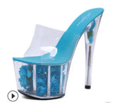 Breakj 2023 Summer New Model Shoes Super High Heels 17CM Thin Heel Waterproof Table Sandal Female Transparent