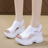 Women's SandalsSummer Wedge Heel Elastic Cloth Cover Foot Ladies Sandals Thick-soled Fashion Trifle Elevation Casual