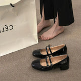 for Women 2023 Hot Sale Mary Janes Women's High Heels Fashion Belt Buckle Daily Pumps Women Retro Square Toe High