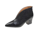 Women's Ankle Boots 2023 New Pointy V-neck Patent-leather Women High Heels Simple Versatile Commuting Office Female