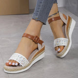Summer Patchwork Wedge Sandals Women 2023 Ankle Buckle Platform Sandles Woman Plus Size Non Slip Casual Sandalias