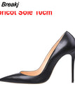 Matte Black 12cm High Heels Shoes Woman Pumps Tacones Pointed Toe Stilettos Sexy Wedding Shoes QKOU002