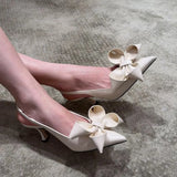 Breakj And Summer 2025 New JC Fairy Wind Hand Empty Pedal Sandals Bows And Flowers Pointed