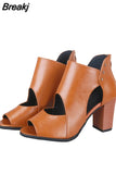 High Heeled Pumps Sandals Woman Platform Shoes Peep Toe Sexy Front Hollow Out Female Summer 2023 Black Brown