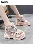 Sandals 8.5CM Wedge Heels Sneakers New Women Beach Flip Flop High Platform Casual Sandals Breathable Walking
