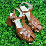 Women Sandals Sexy High Heels Buckle Ankle Strap Women Shoes Thick Heels Platform Fashion Summer Female Pumps New