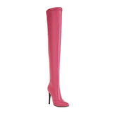Over the Knee Boots Women 2023 Plus Size 34-49 Men Elastic PU Leather Stiletto Black Sexy Party Thigh High Long
