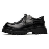 Breakj 2024 New Platform Derby Shoes Block Casual Shoes British Port Wind Leather Shoes Niche Fashion Premium