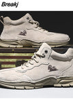 High-top Outdoor Casual Shoes Leather Men's Casual Sports Shoes Wear-resistant Non-slip Running Shoes Large Size Men's