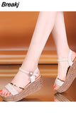 Heel Sandals Women Summer Shoes Wedges Bohemian Woman Sandals Ankle Strap Platform Diamond Beach Sandles Female