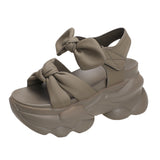 Breakj Platform Heel Sandals Female Summer 2023 New Korean Fashion Open Toe A Word Button Wear Beach Sandals