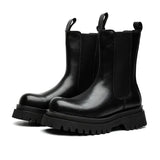 Breakj 2024 New Youth Round Head Trend High Help Middle Tube Thick Bottom Set Foot Men's Thick Bottom Martin Boots