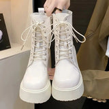 Platform Short Plush Women Short Boots Fashion Ladies Elegant Lace Up Ankle Boot Outdoor Thick Bottom Motorcycle
