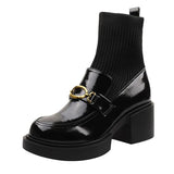 Heeled Women's Ankle Boots Platform Very High Heels Footwear Sock Short Shoes for Woman Round Toe Chunky Goth Hot