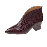 Women's Ankle Boots 2023 New Pointy V-neck Patent-leather Women High Heels Simple Versatile Commuting Office Female