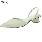 Summer 2022 Shoes For Women Soild Middle Heel Casual Pointed Toe Square Heel Sandals With Thin Straps Zapatos Para