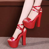 Sky High-Heeled Sandals 2023 New Thick-Soled Waterproof Platform Fish Mouth Sex Club Catwalk Super High-Heeled