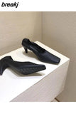 Square Toe Thin High Heel Shoes Women Shallow Elastic Pumps Autumn Shoe For Party Dress Zebra Chaussure Zapatillas