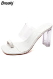 High Heels Women Shoes Clear Heels Fashion PVC Transparent Shoes Heels Sandals Women Slippers Open Toe Party Wedding