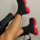 New Women's Boots Couple Socks Shoes Women's New Thick-soled Casual Knitted Short Boots Women's Thick