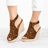 Large Size Beige Heeled Sandals Velvet Shoes Cross-Shoes Clogs Wedge 2024 Summer Espadrilles Platform Big Black High