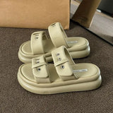 Shoes Woman 2024 Slippers Flat Platform Pantofle Luxury Slides New Rubber Designer Fashion PU Female Shoes Womens Slippers