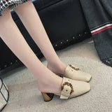 Slippers Women Wear The New Korean Version Of Fashion Baotou Diamond Thick Heels Muller Shoes Fashion Flip-Flops In Spring And Summer