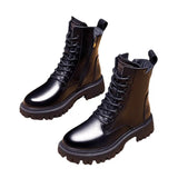 Boots Winter New Boots Women's Shoes Fashion Round Head Leather Ankle Boots 2021 Black Boots Comfortable